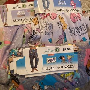 3 pairs STAR WARS baby  YODA , CARE BEARS, RUGRATS pajama pants lounge 3x NEW